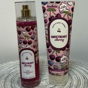BBW Sweetheart Cherry Fine Fragrance Mist and Body Cream Set of 2 NWT